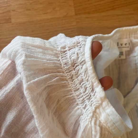 Velvet by Graham & Spencer Anthro white tiered gauze mini dress med cotton USA - Picture 4 of 8